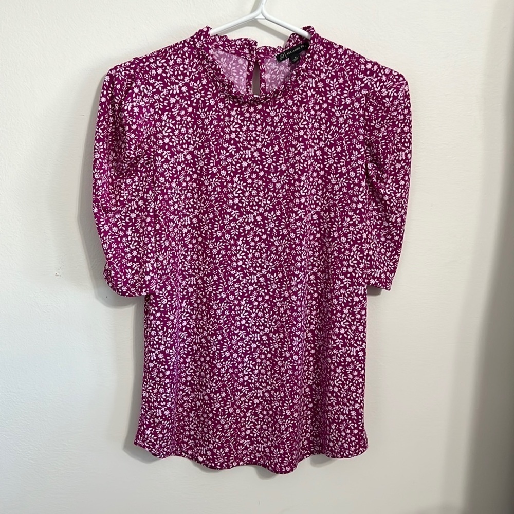 PUFF sleeve raspberry pink blouse